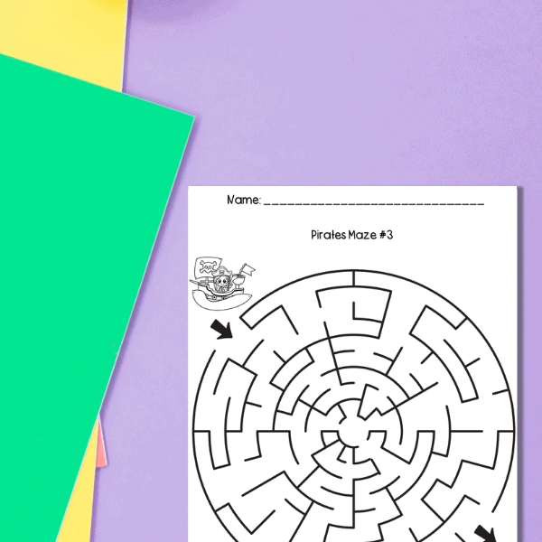 maze pirate activities for preschoolers
