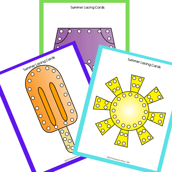 summer lacing cards for preschoolers