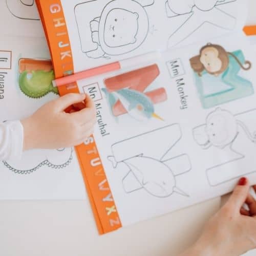 Workbook for practicing letters and sight words in preschool