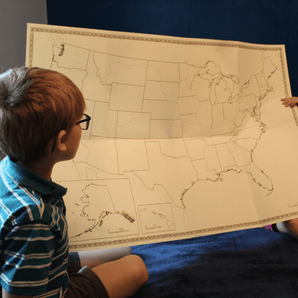 United States map that is a part of Charlotte Mason Homeschool Geography Curriculum from Beautiful Feet Books