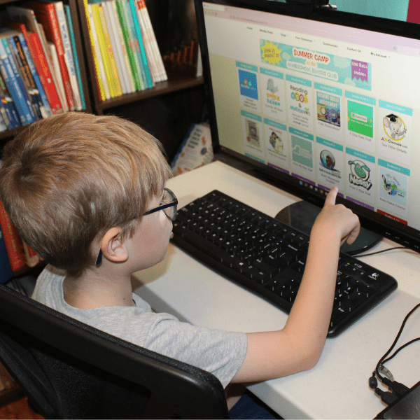 child searching for educational apps on Homeschool Buyers Club website
