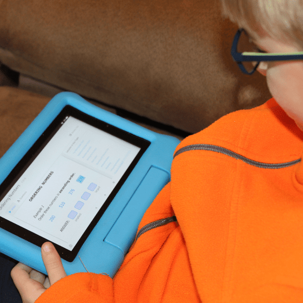 Child learning math online with the CTCMath Homeschool Family Membership