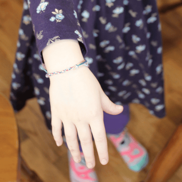 finished friendship bracelet created with The Makers Club from Elevation Handmade