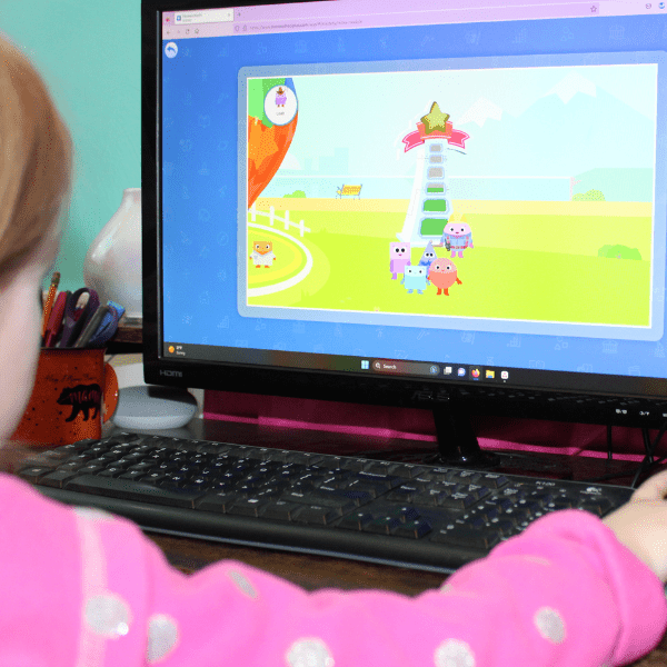 child learning with online homeschool in kindergarten