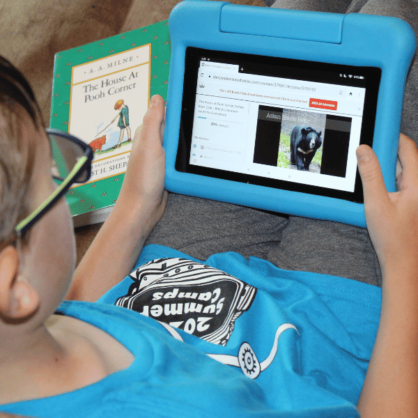 child learning with his literature based homeschool curriculum